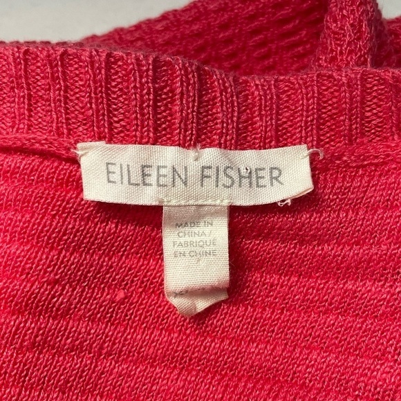 Eileen Fisher Knitted Organic Linen Open Back Sweater in Pink Size Extra Large - Picture 3 of 4